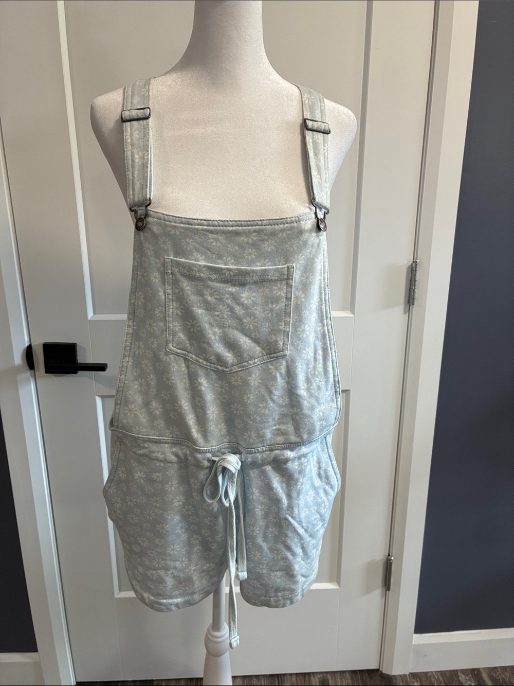 Wallflower Light Blue Floral Overall Romper